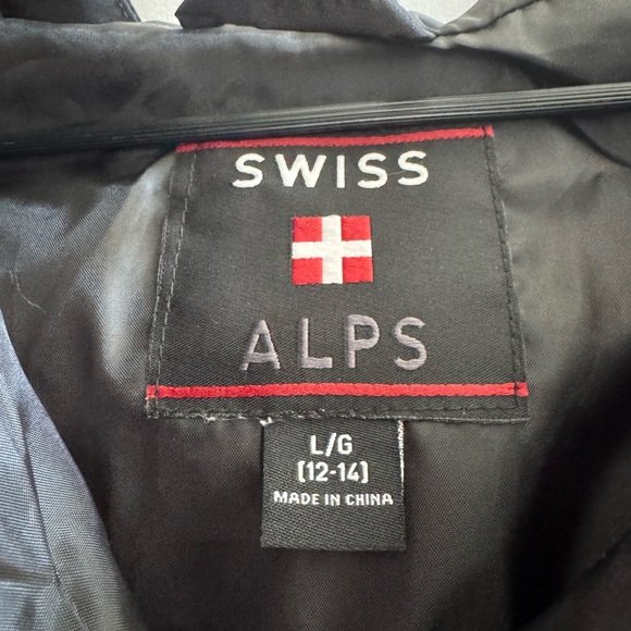 Swiss Alps Kids Large (12-14) Waterproof Windbreaker Black Jacket - Picture 3 of 5